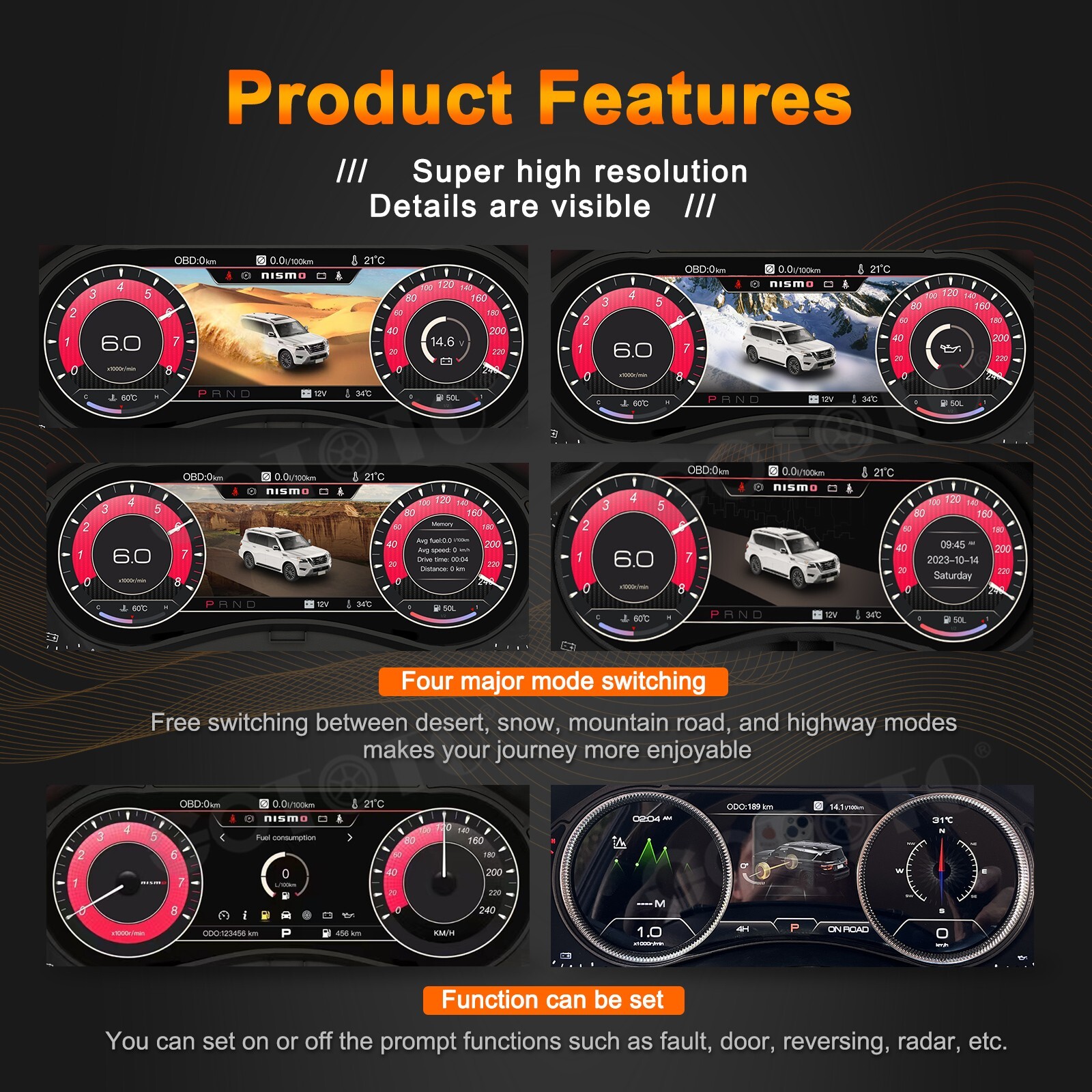 LCD Digital Cluster Speedometer Instrument Upgrage for Nissan Armada Y62 12-23