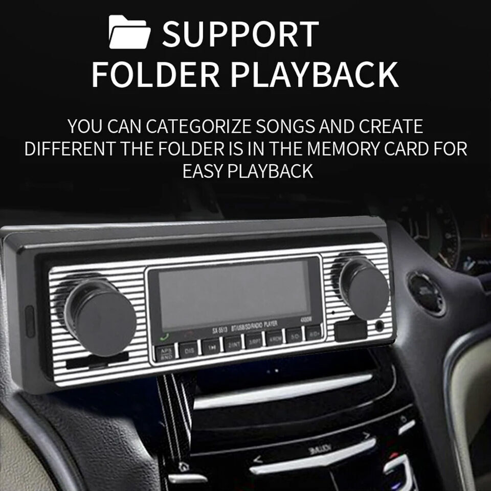 Bluetooth Vintage Car FM Radio MP3 Player USB Classic Stereo Audio Receiver AUX