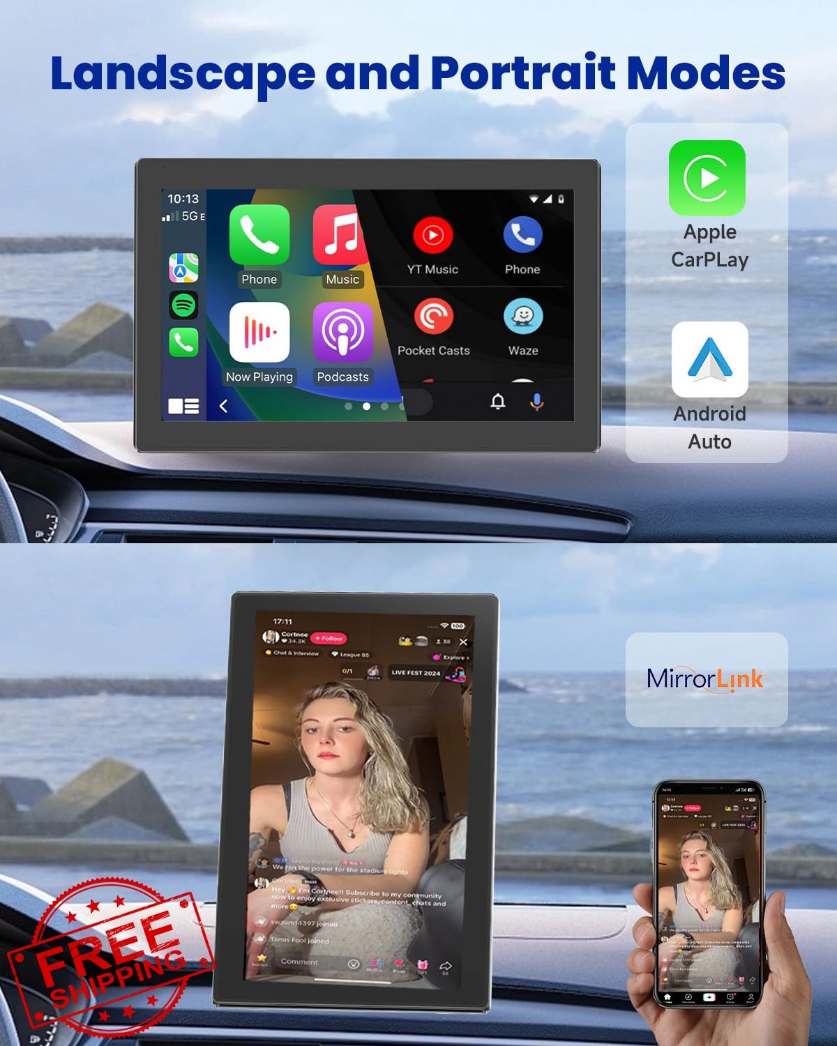 Spedal CL798 7″ CarPlay Android Auto Portable Touchscreen