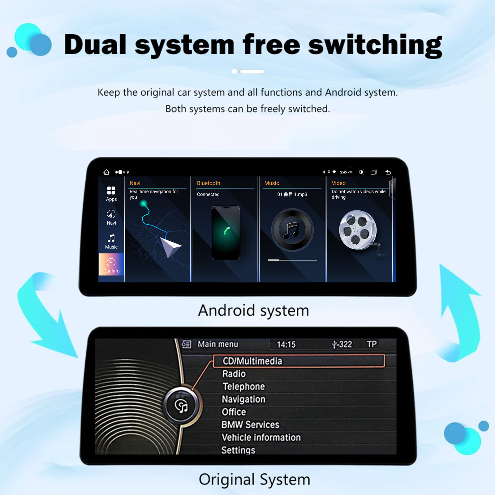 12.3” Car Radio Stereo Android GPS Carplay For BMW 5 Series E60 2004-2009 CCC