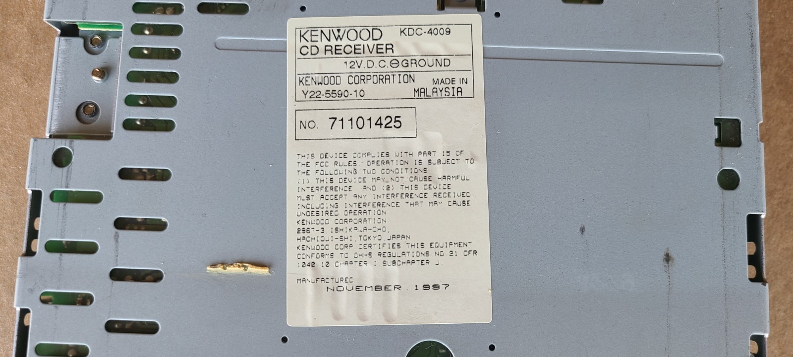 Kenwood KDC-4009 AM/FM CD MD-Changer Control Car Stereo with Manual