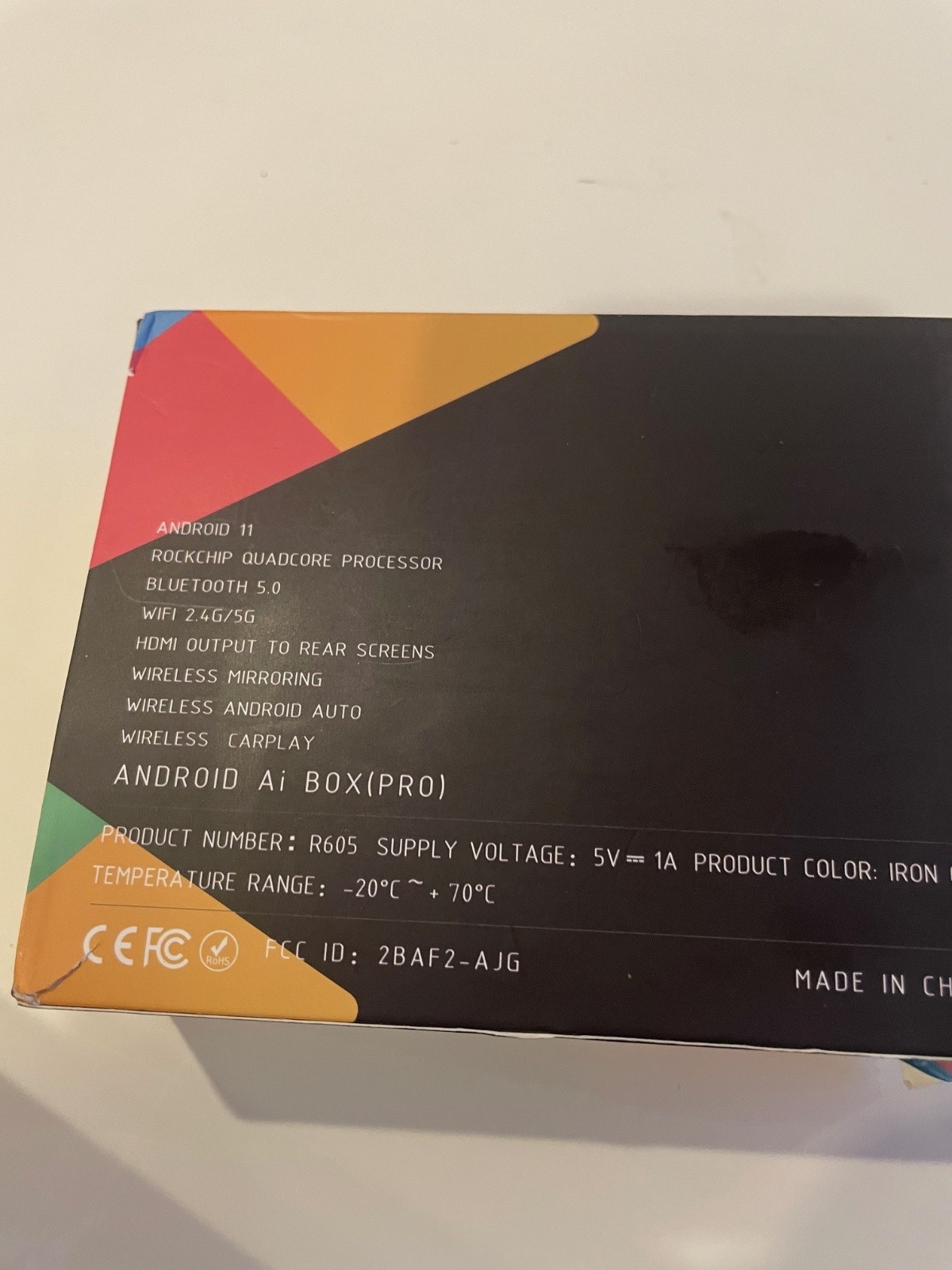 CarPlay Wireless Android 11 AI Box Pro Bluetooth 5.0, 2.4/5G Wi-Fi, R605