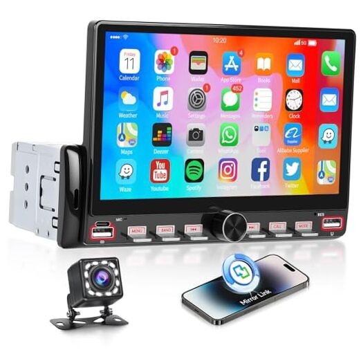 Single Din Car Radio with Bluetooth iOS/Android Mirror Link 7″ Mirror Link
