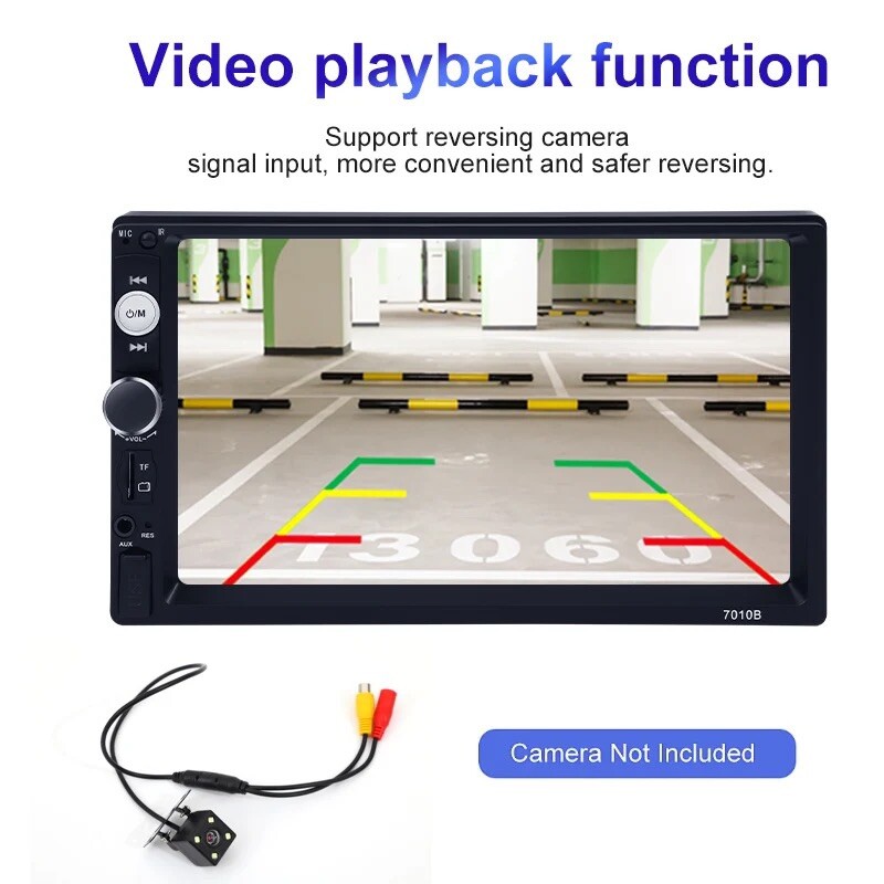 7″ Double 2 DIN Car MP5 Player Bluetooth Touch Screen Stereo Radio With Camera