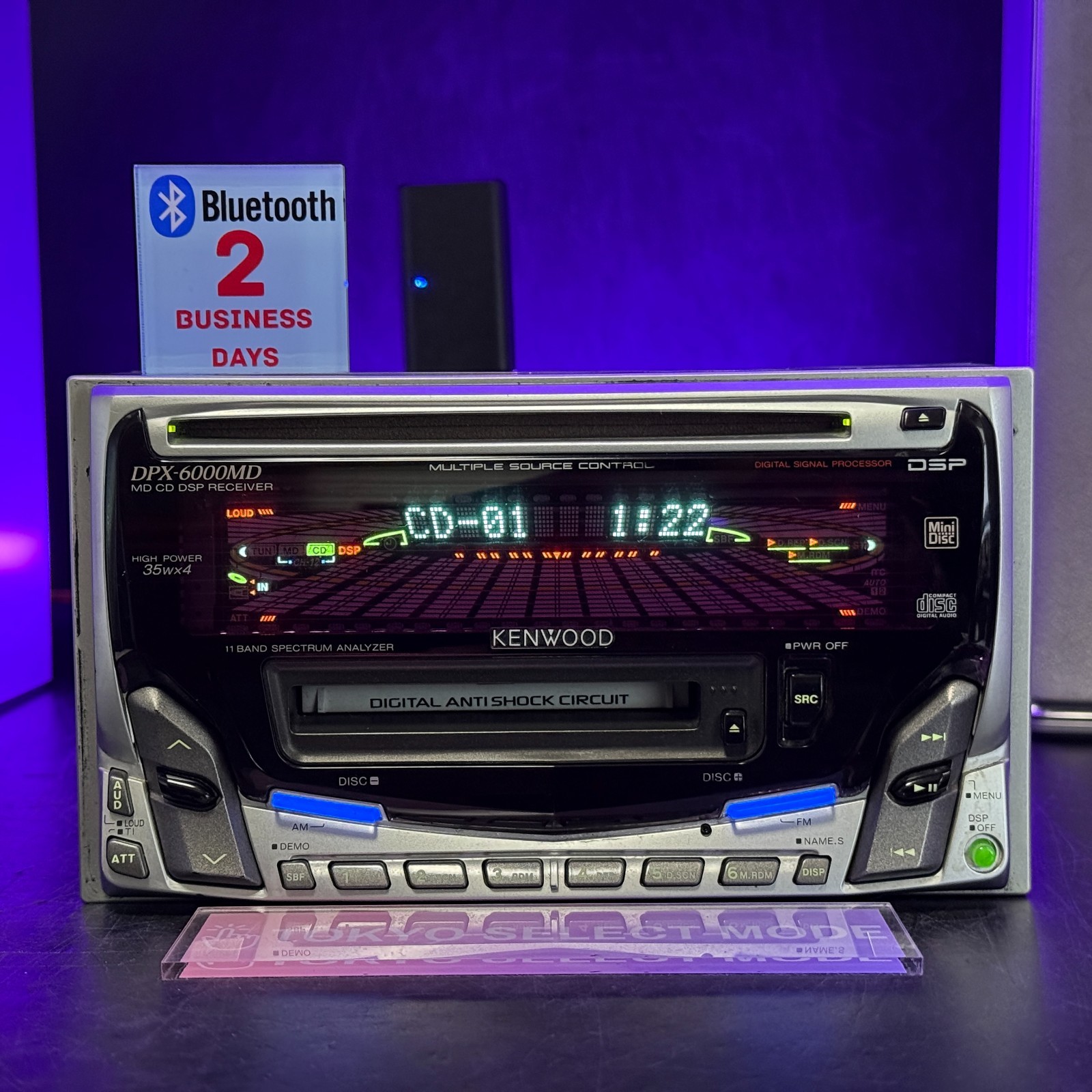 Kenwood DPX-6000MD 2DIN CD MD Car Audio Added Bluetooth JDM DSP Tested In Stock