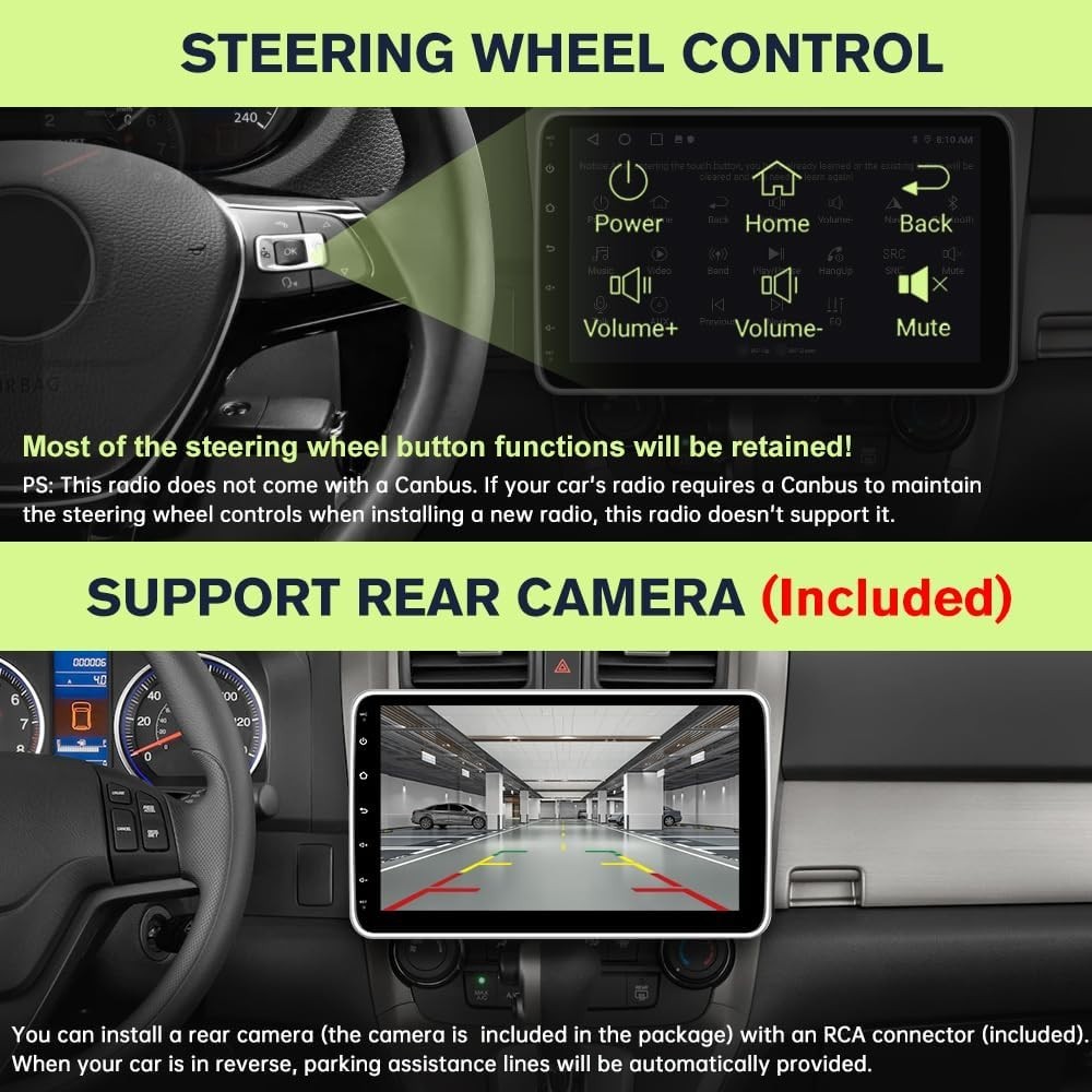 10 Inch Bluetooth Car Stereo with GPS & Rear Camera Integration – Modern Upgrade