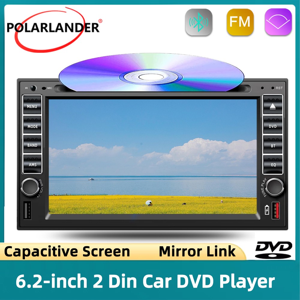 Remote control DVD/CD Player 2 Din 6.2″ Touch Screen USB/SD/AUX Stereo Bluetooth