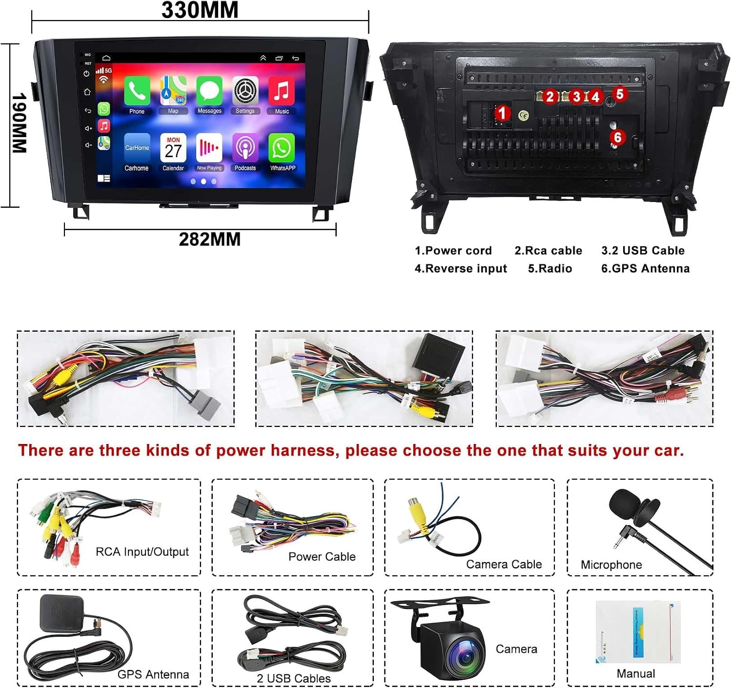 For 2014-2017 Nissan Rogue 8Core 64G Apple Carplay Android Auto Stereo GPS Radio