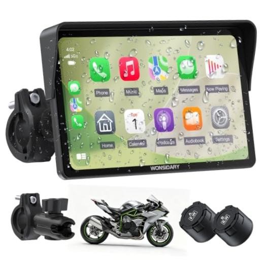W722TPMS 7″ Wireless Motorcycle CarPlay & Android Auto with TPMS,IP67 7 Inch