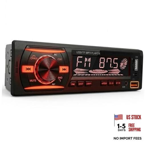 1 DIN Car Stereo Bluetooth Audio Receiver – FM Radio MP3 Player with Hands
