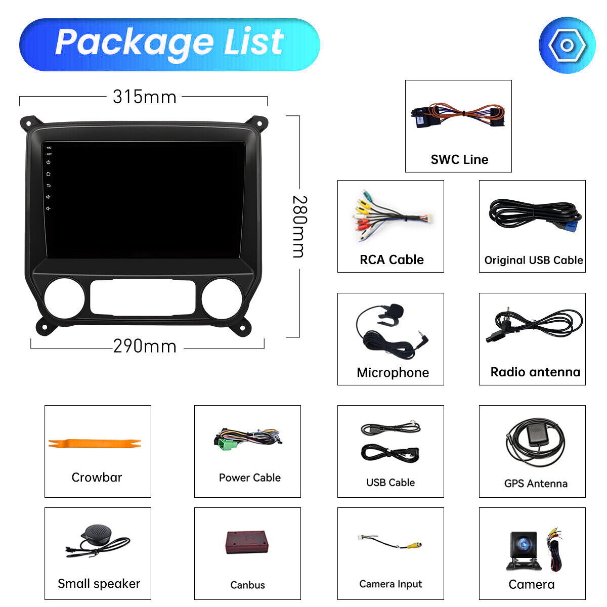 Stereo Radio Mirroring with Camera For 2014-2018 Chevrolet Silverado GMC Sierra