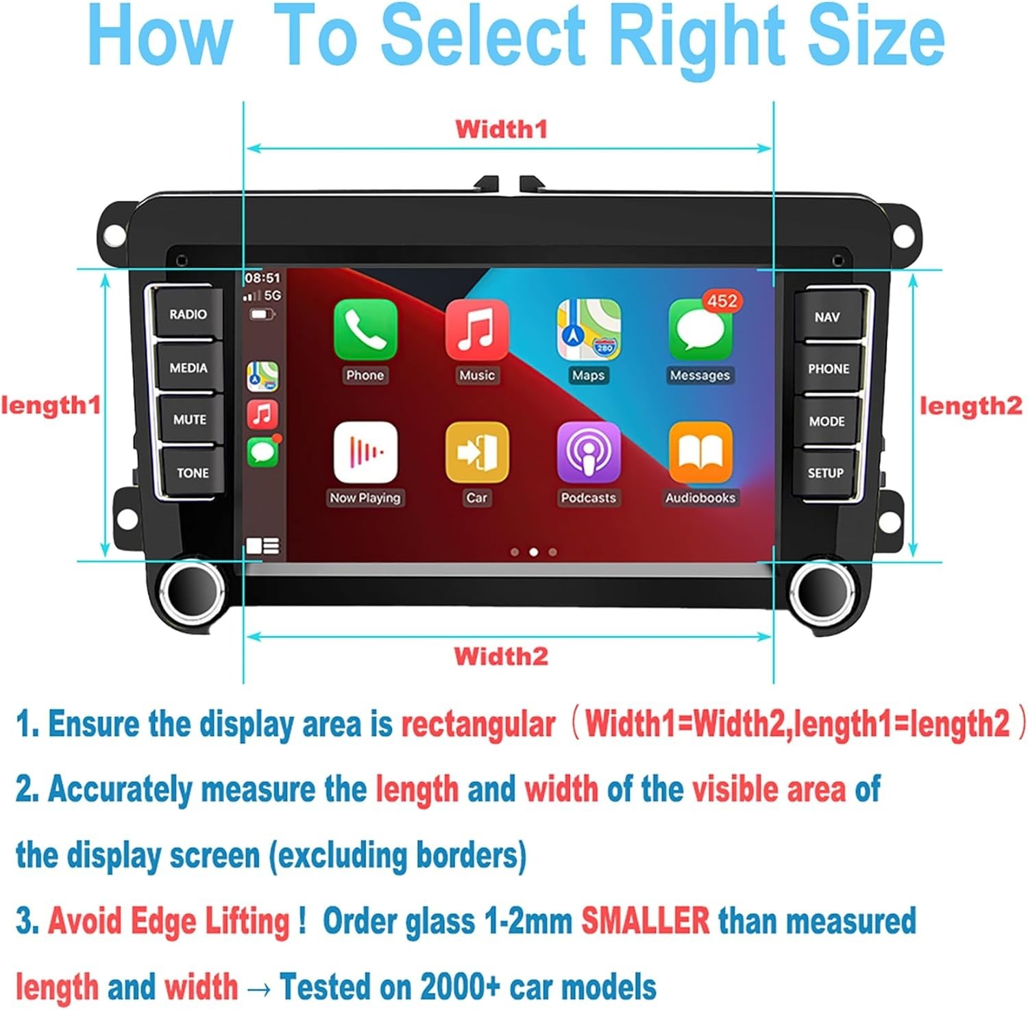 152x91mm Screen Protector for Auto Double Din Car Stereo / Car Radio / CarPla…