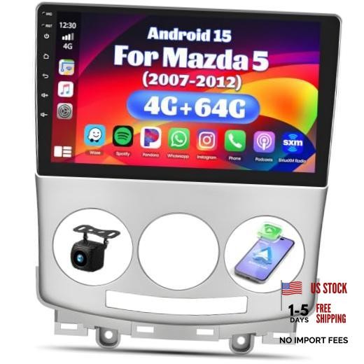 4G+64G Car Radio for Mazda 5 2007-2012 with Wireless CarPlay Android Auto, 9″