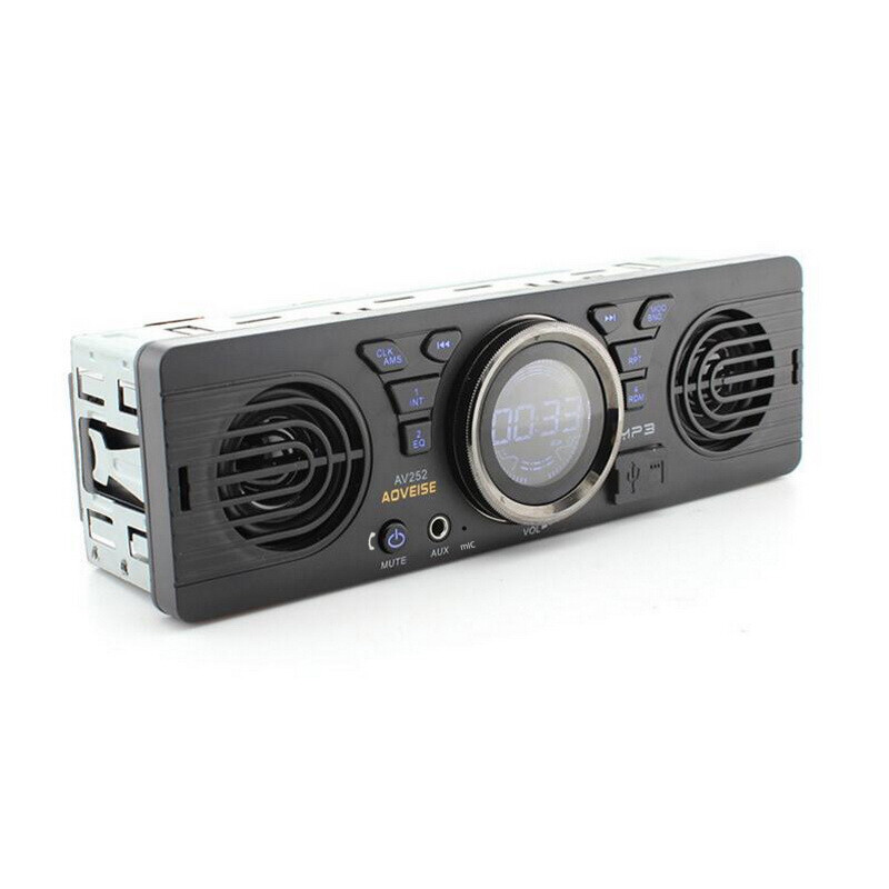 1 Din Car Radio MP3 Audio Player Bluetooth Stereo FM Built-in 2 Speakers USB AUX