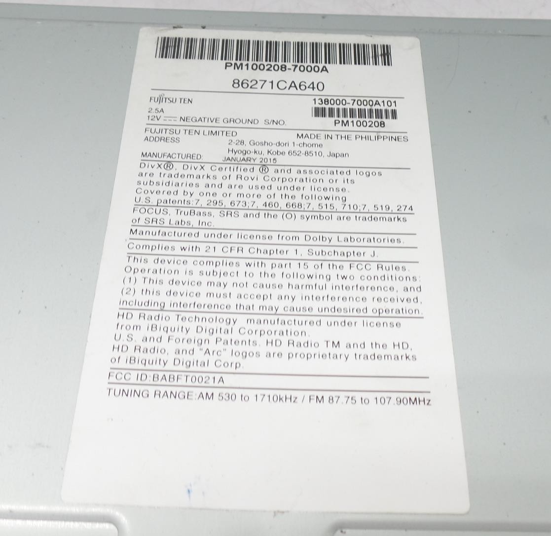 2012 – 2016 Subaru Impreza Forester OEM Touch Screen Navigation Radio