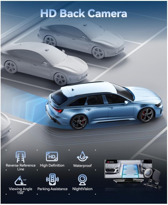 8.1″ Portable CarPlay Screen w/ Dash Cam, GPS (No Backup Camera)