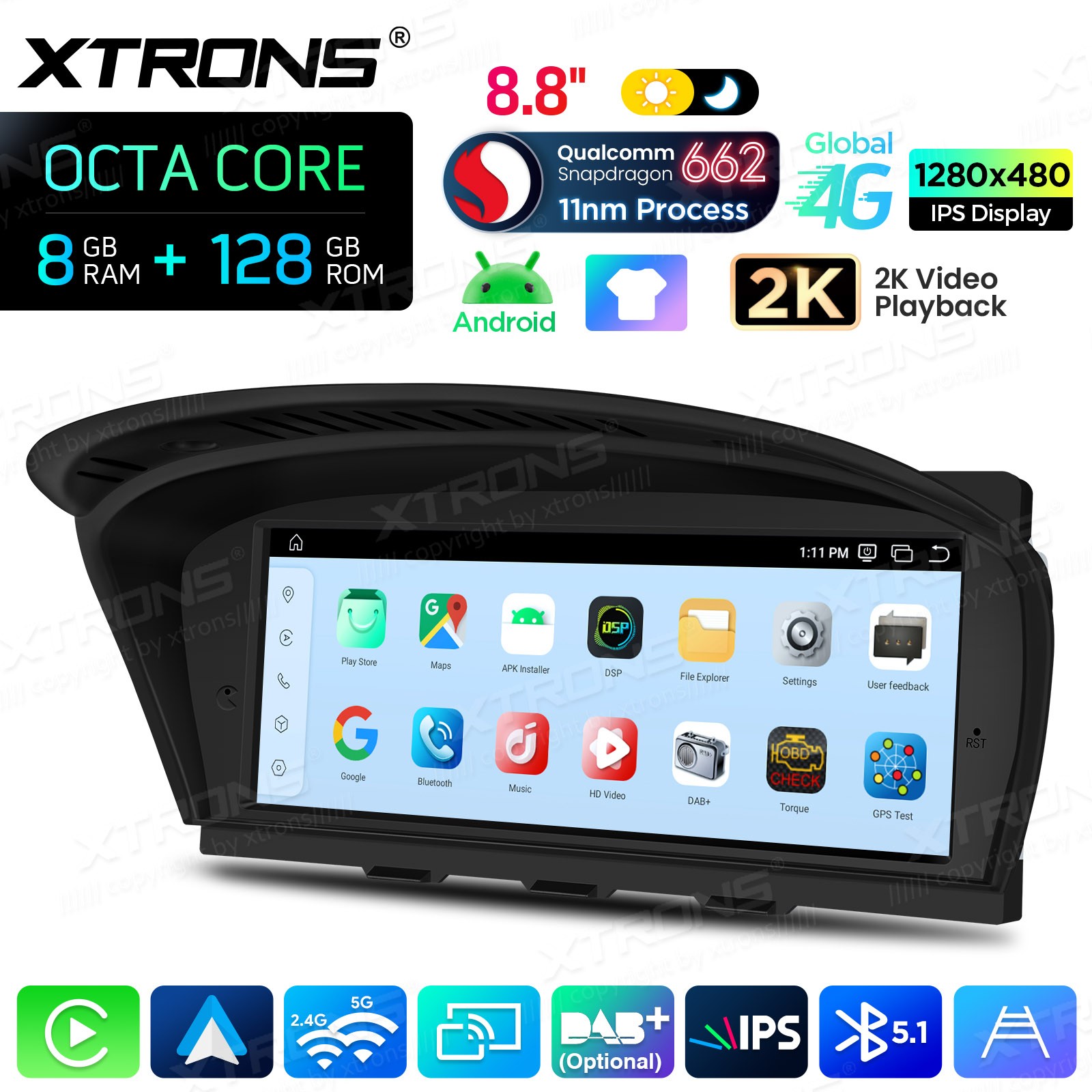 8.8″ For BMW 3 5 Series E90 E60 CCC Carplay Car Stereo Screen GPS 8+128G 4G LTE