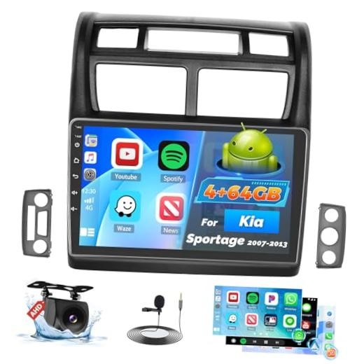 4+64G Car Radio for Kia Sportage 2007-2013 – 9 Inch 1280×720 Touch Screen