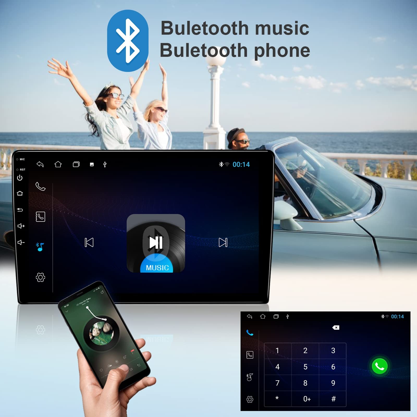 Kspiv 9 Inch Touch Screen Android 13 Car Stereo Universal Double Din Car Radio