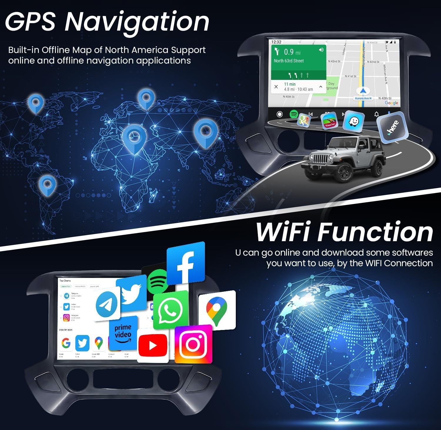 For Chevy Silverado GMC Sierra 2014-2018 Radio Stereo 13.1″ Android Carplay 128G