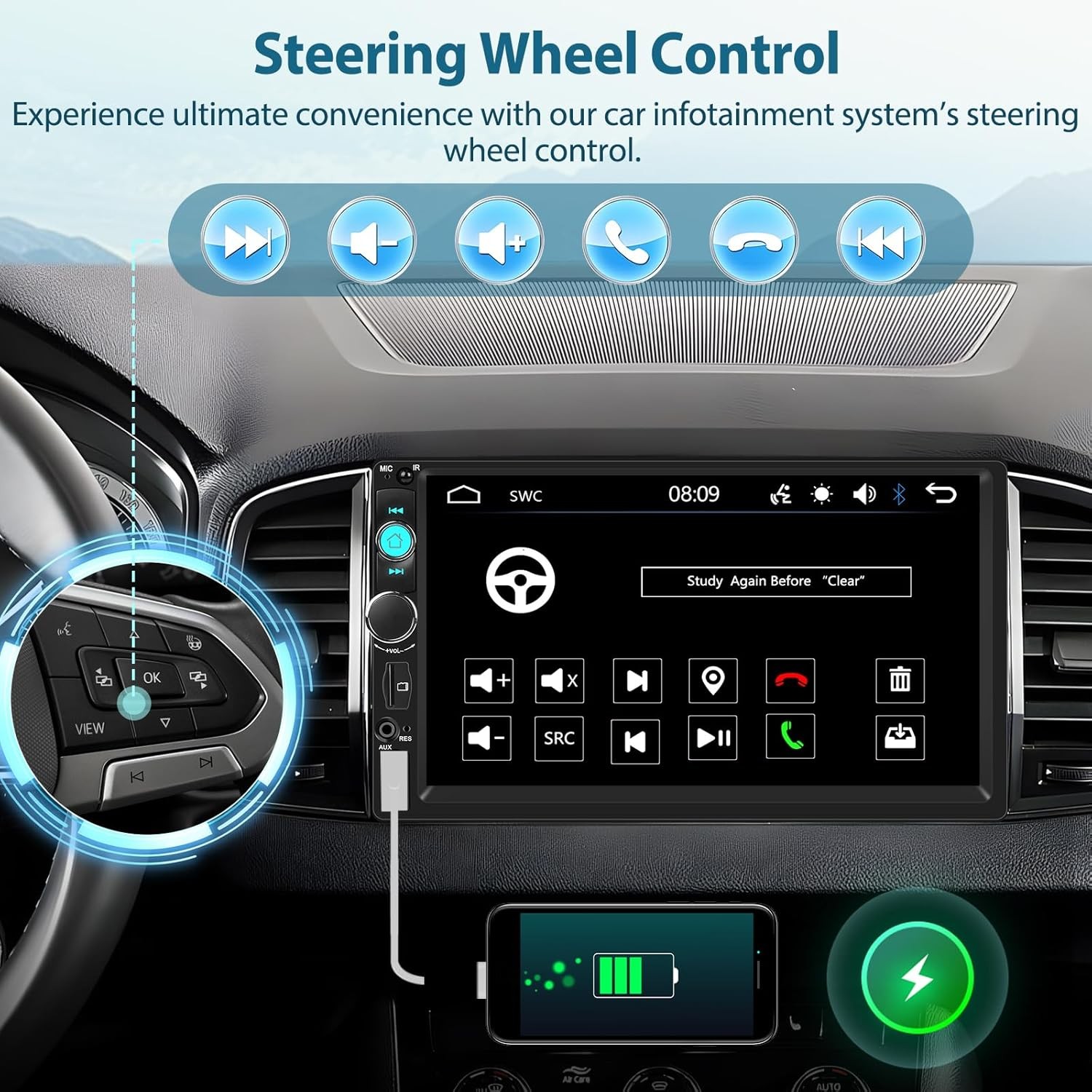 7″ Double 2DIN Car Stereo Radio FM Mirror Link Bluetooth Player Touch Screen Cam
