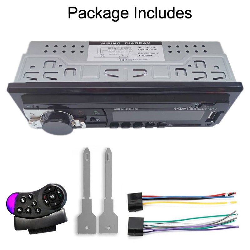 4x60W Single Din In-Dash Car Radio with Steering Remote Bluetooth MP3 Player