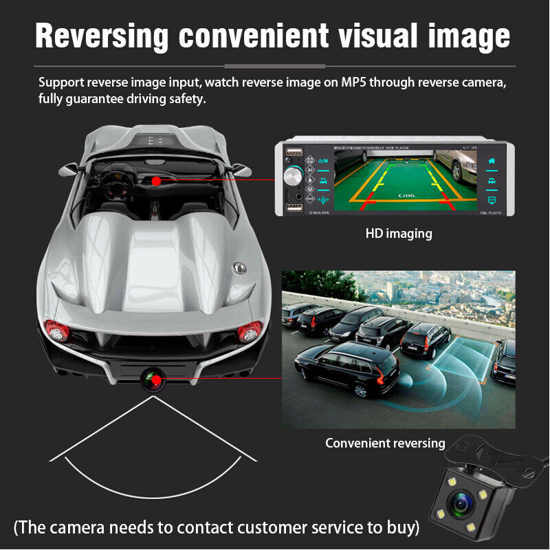 5.1″ Single 1Din Touch Screen Bluetooth Car Stereo Radio Mirror link 3USB FM RDS
