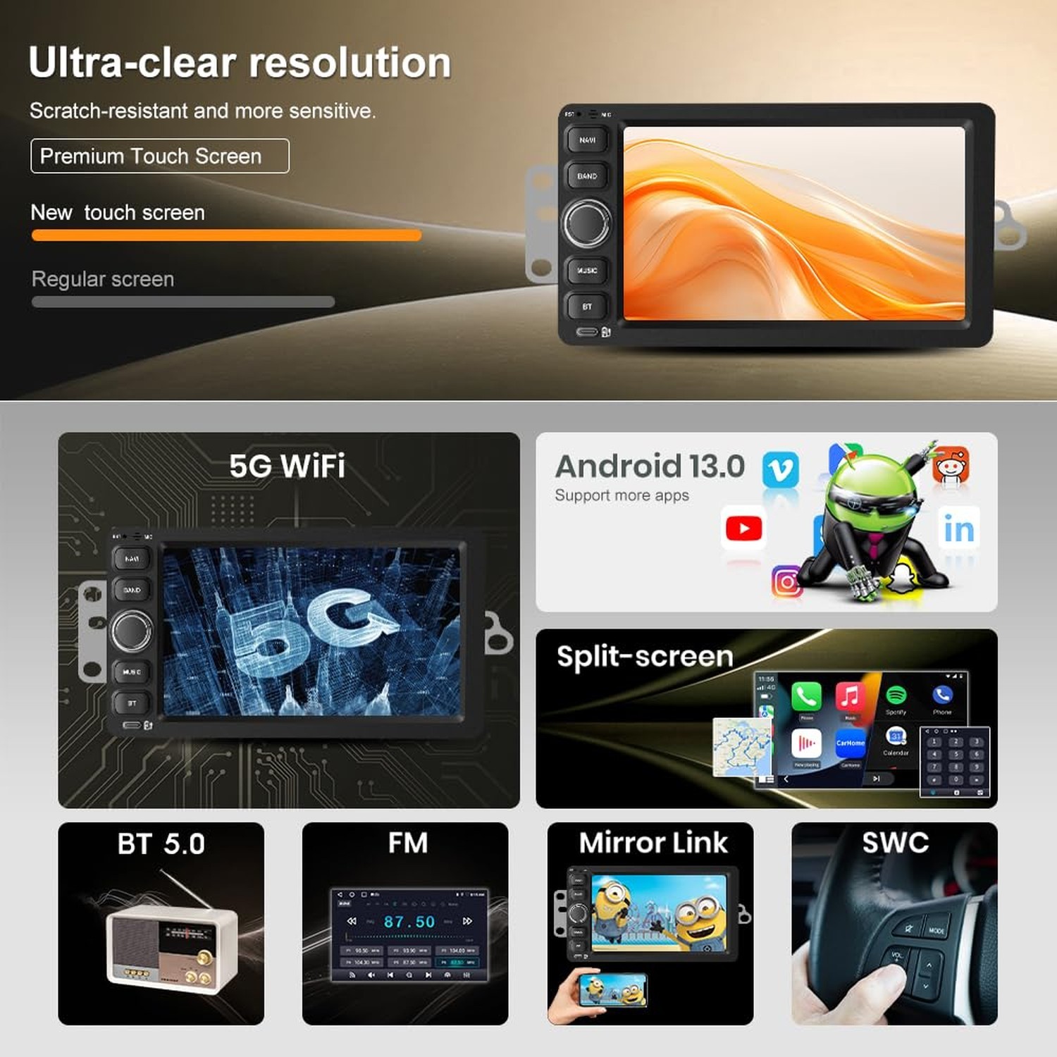 [2G+64G] Vratzn Android 13 Car Radio Stereo for 2003-2006 Chevrolet Chevy Sil…