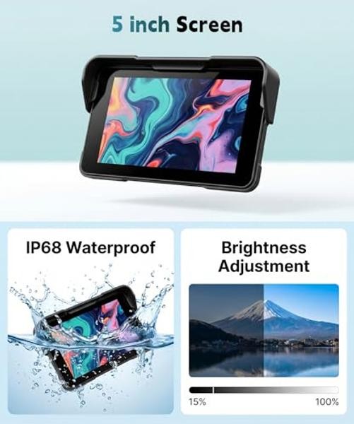 Motorcycle Wirelsss Carplay Android Auto Screen, 5 Inch Wireless CarPlay with