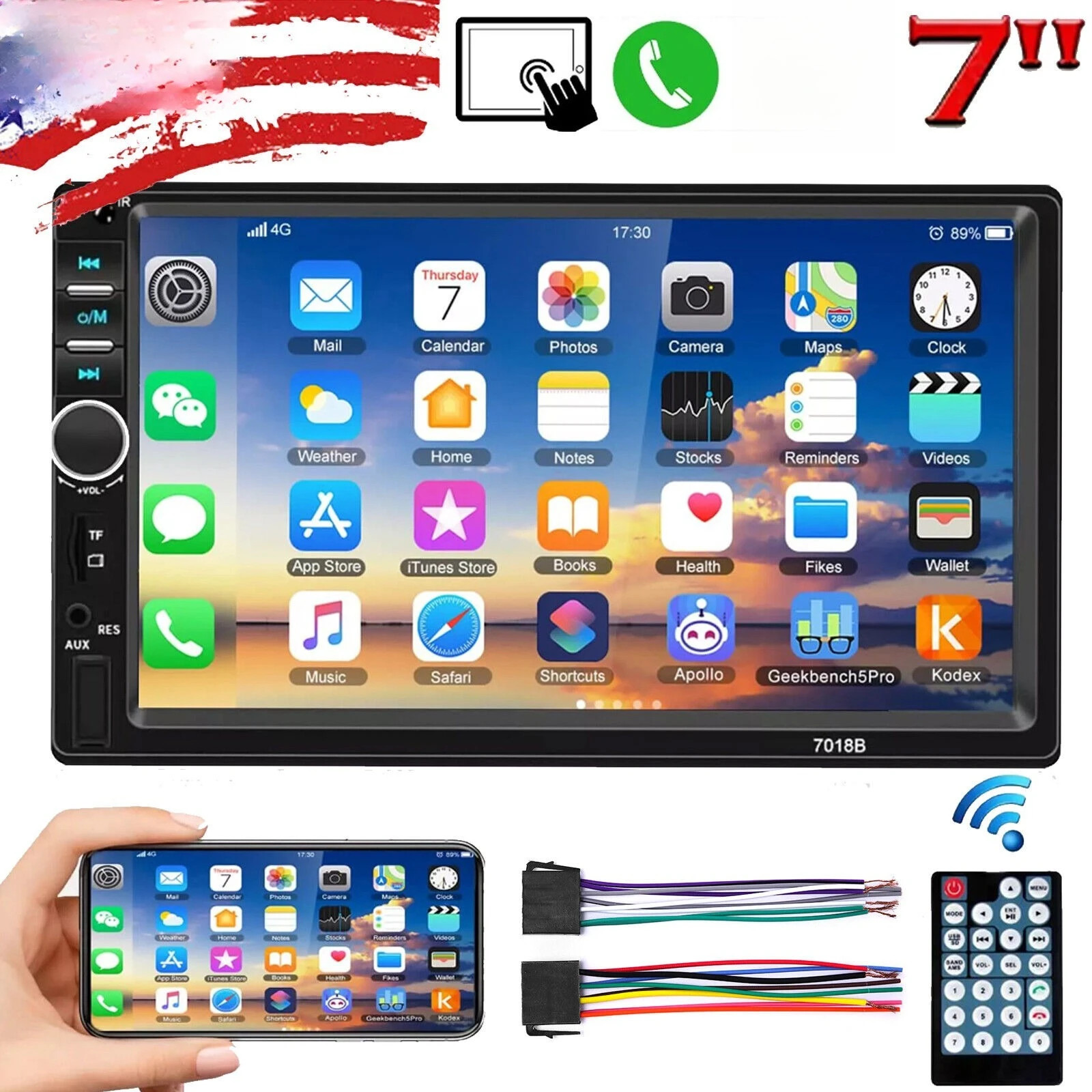 7″ 2DIN Car Stereo Radio Bluetooth Touchscreen TF AUX FM Video MP5 Player