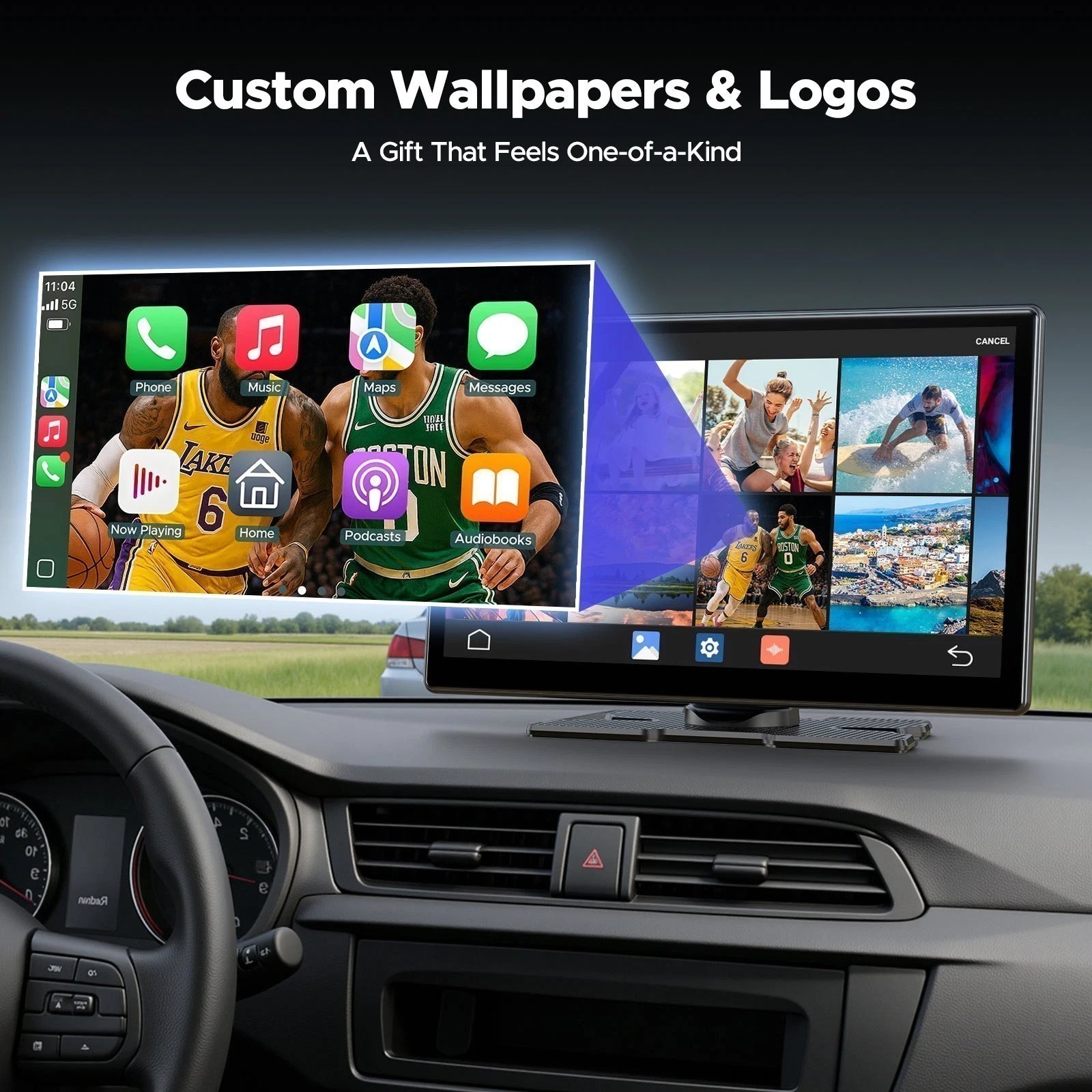 3 in 1 9″ Wireless Carplay Scree AI Video BOX w/Apps Youtube Netflix+Reverse Cam
