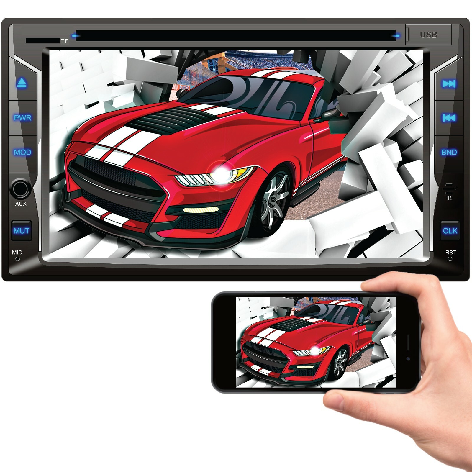 200w 2Din Car NAVI 6.2″ DVD CD Touch Screen Radio Mirror Link For Android & IOS