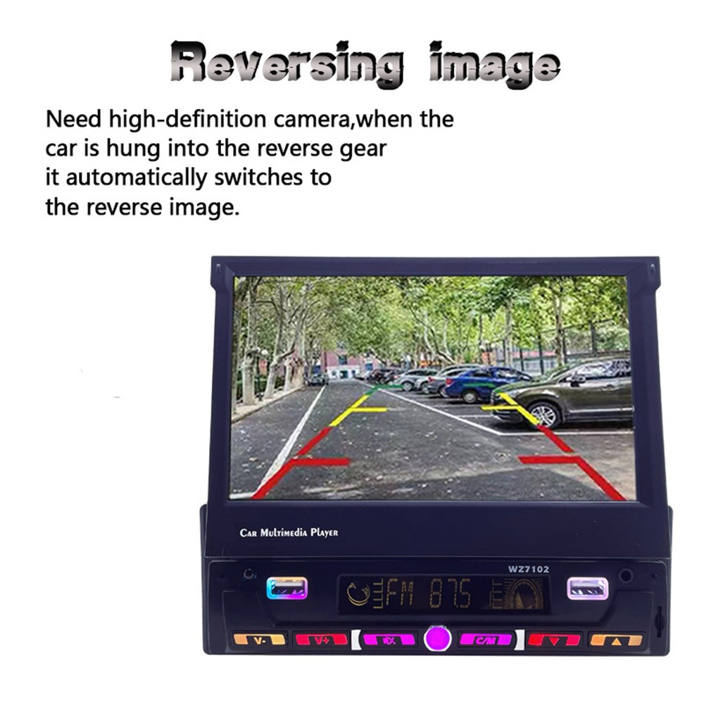 7″ Single Din Motorized Car Stereo Android Auto Radio Wireless Carplay
