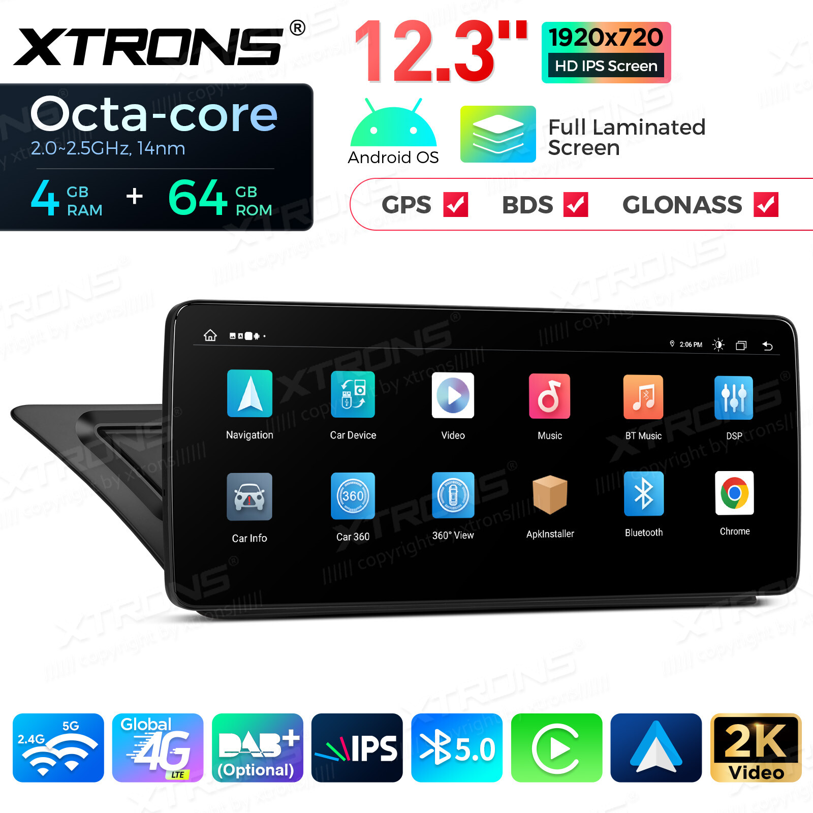 For Audi A4 A5 LHD 12.3″ Android Radio Player Wireless CarPlay IPS Screen 4G 64G