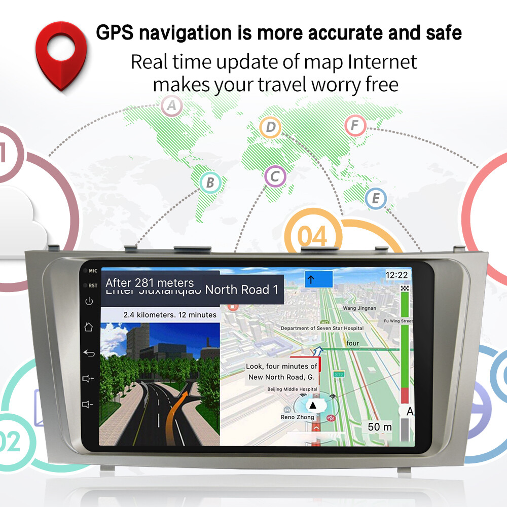 Android 15 Apple CarPlay GPS Navi For Toyota Camry 2007-2011 Car Stereo Radio