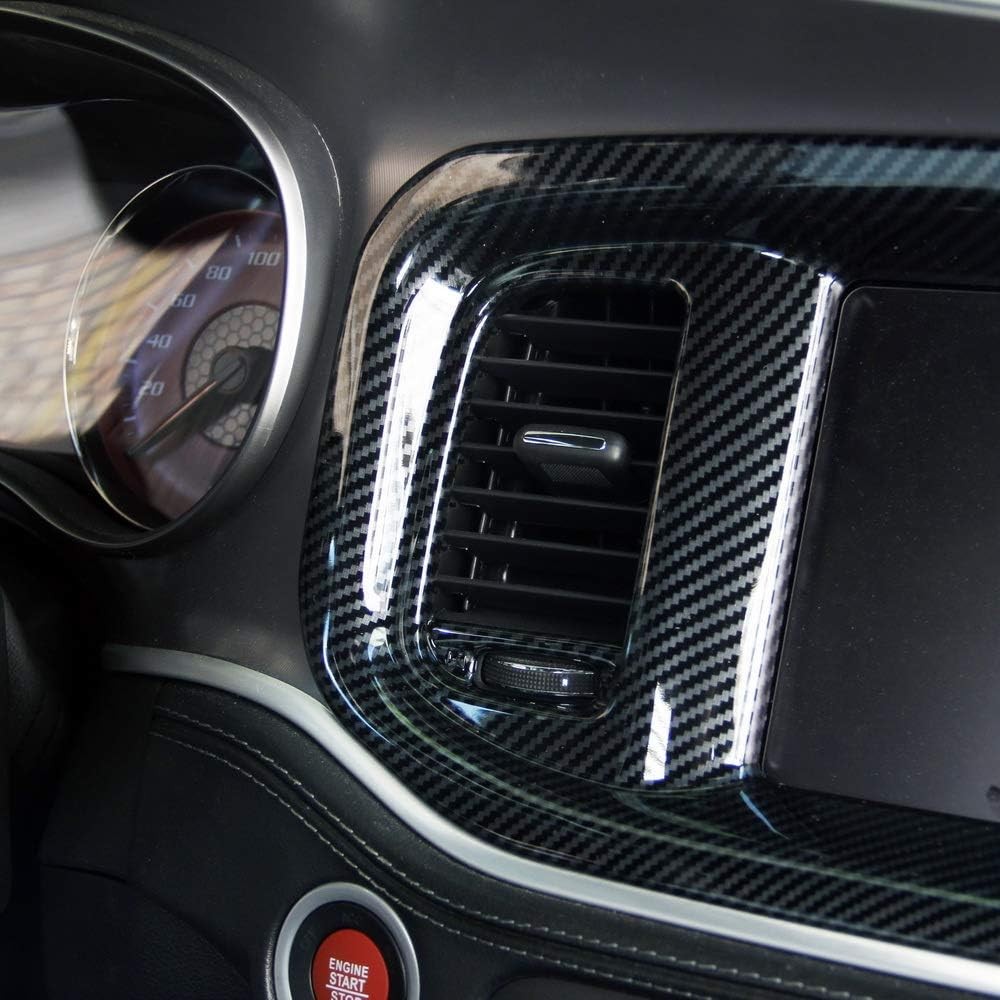Carbon Fiber Dashboard Dvd Navigation Screen Frame Cover Trim for Dodge Charger