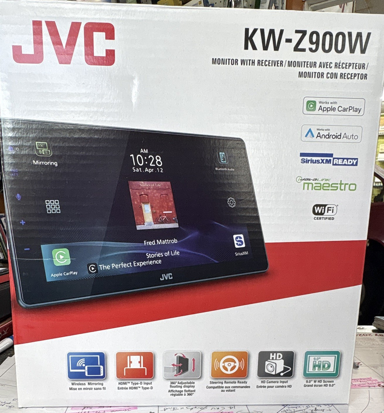 JVC KW-Z900W 2 DIN Digital Media Receiver Touchscreen HDMI Wireless Mirroring
