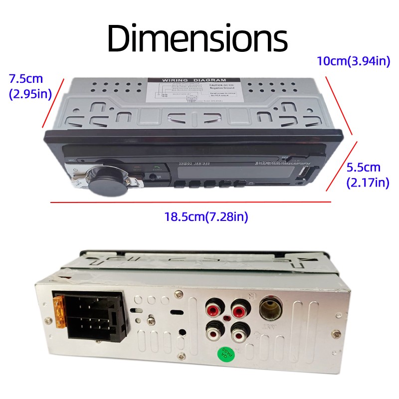4x60W Single Din In-Dash Car Radio with Steering Remote Bluetooth MP3 Player