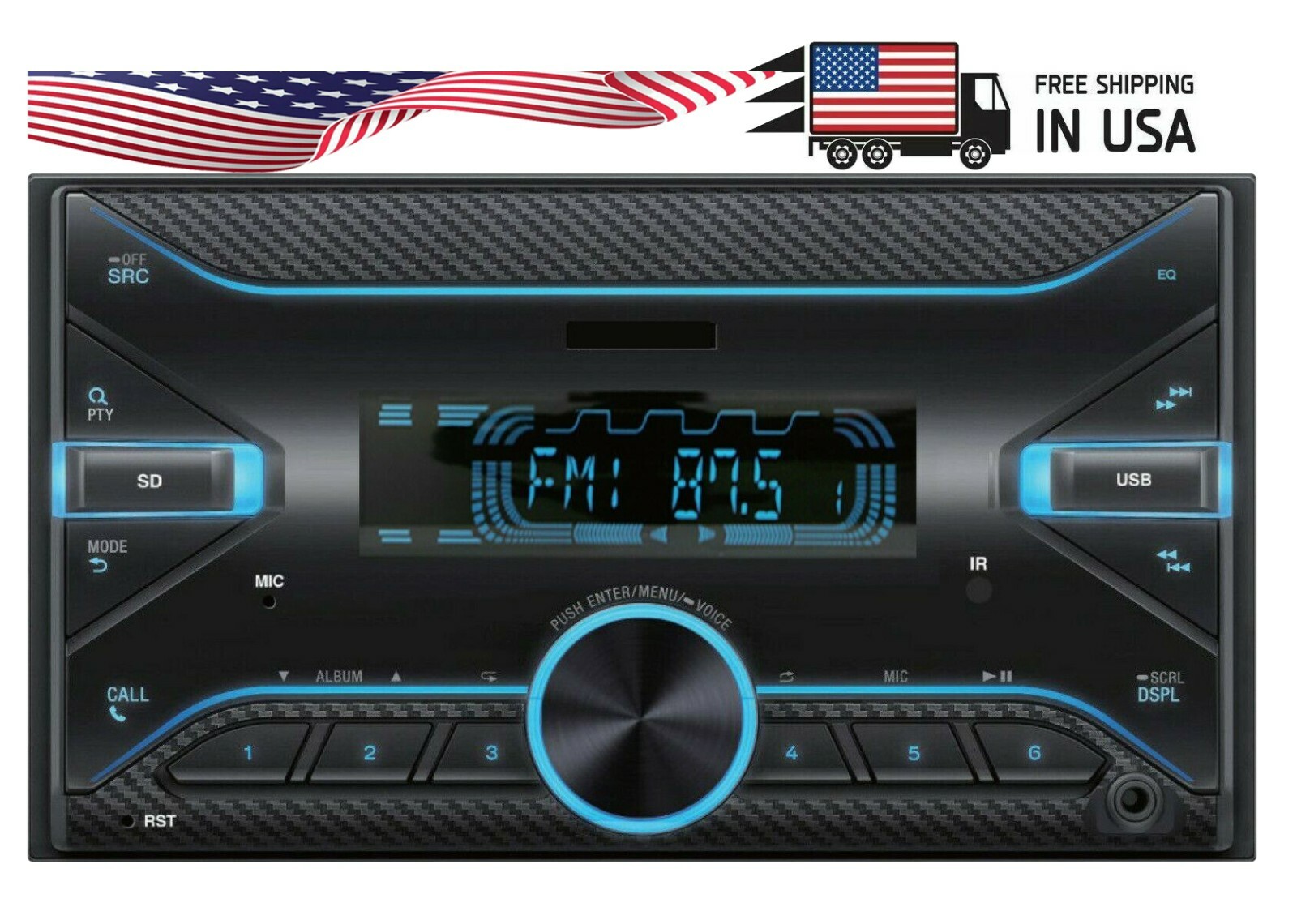 Audiotek MP3 Car Radio Source 2DIN AT-D265 2nd -Gen Head Unit W/ Bluetooth USB