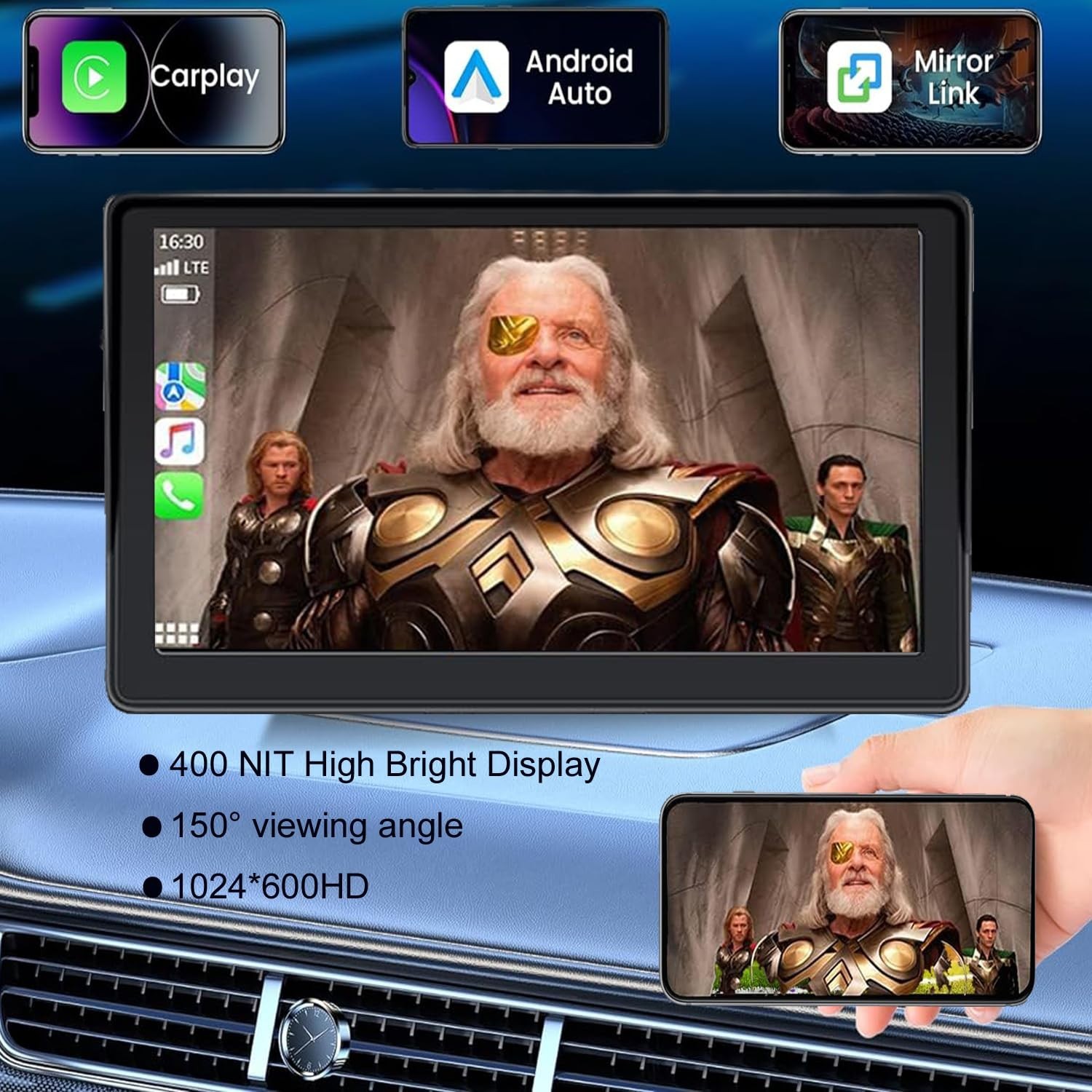 7″ HD Wireless CarPlay & Android Auto Stereo, Backup Camera, GPS, Voice Control