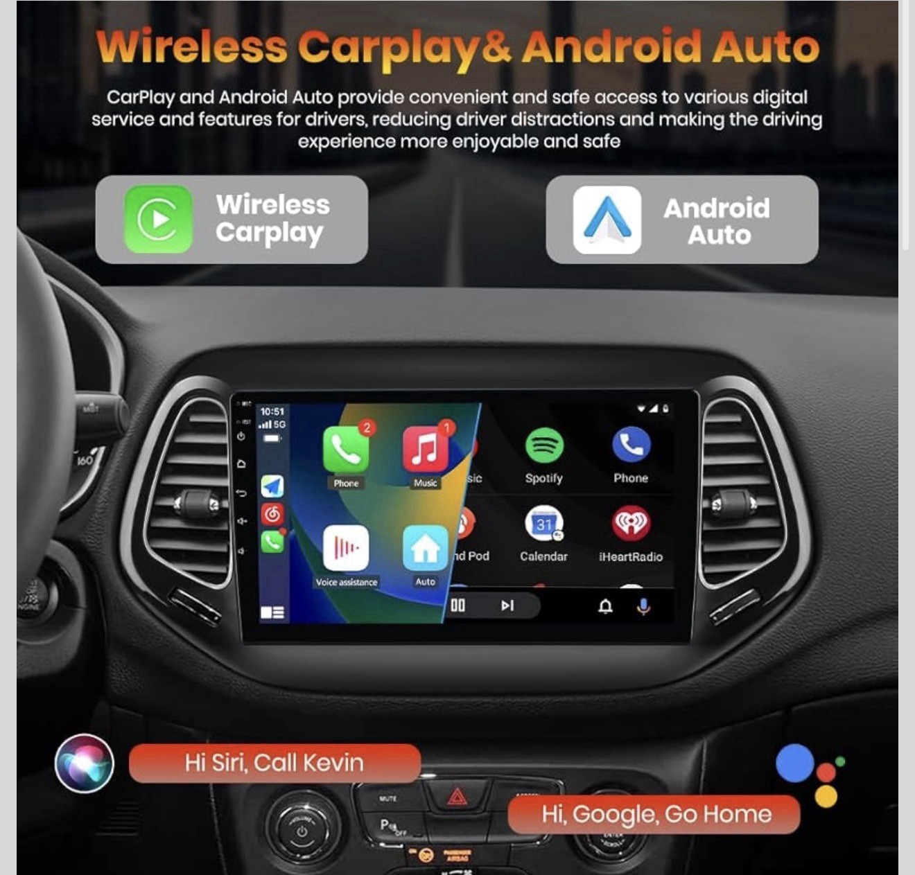 Android 13 Car Stereo for Jeep Compass 2017-2020 10″ Touchscreen Radio