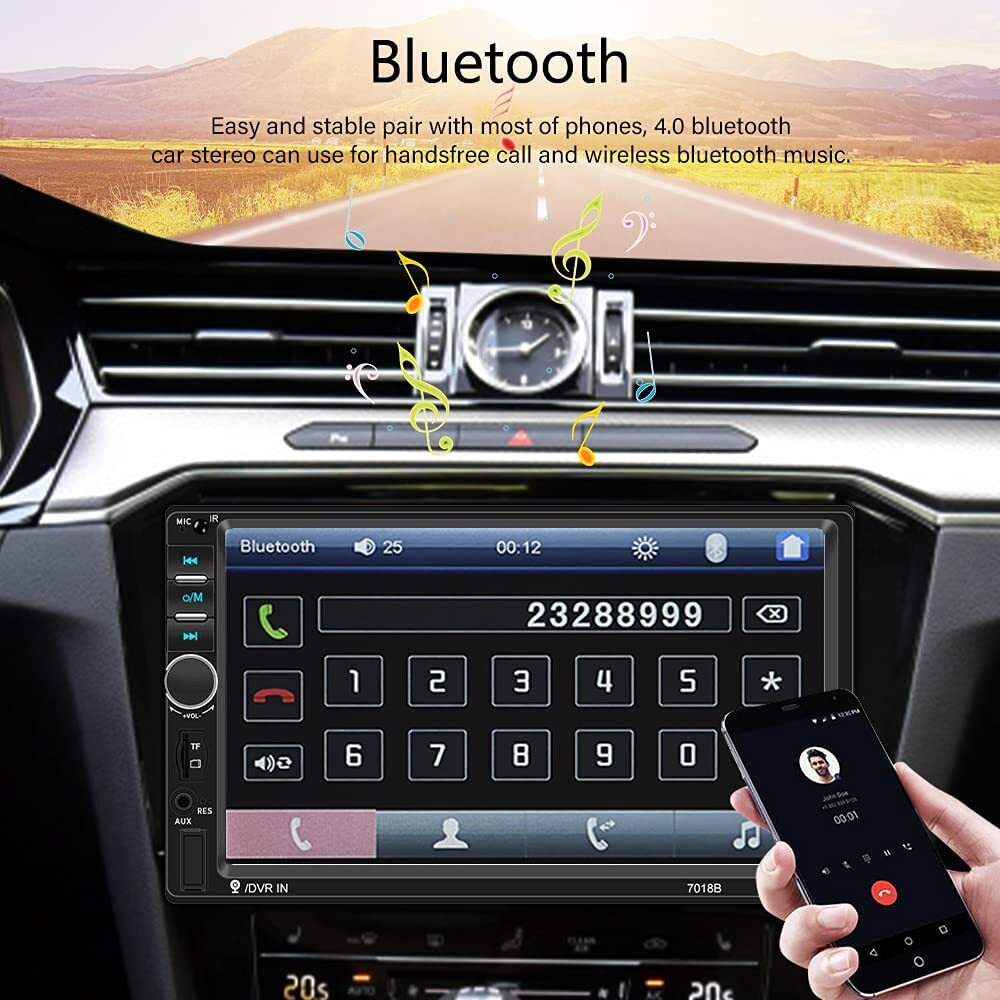 7″ Double 2 DIN Touch Screen Car Stereos Radio MP5 Player Bluetooth with Camera