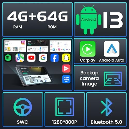 4+64GB Android 13 Radio for 2007-2013 Chevy Tahoe Suburban: 9 inch 8Core