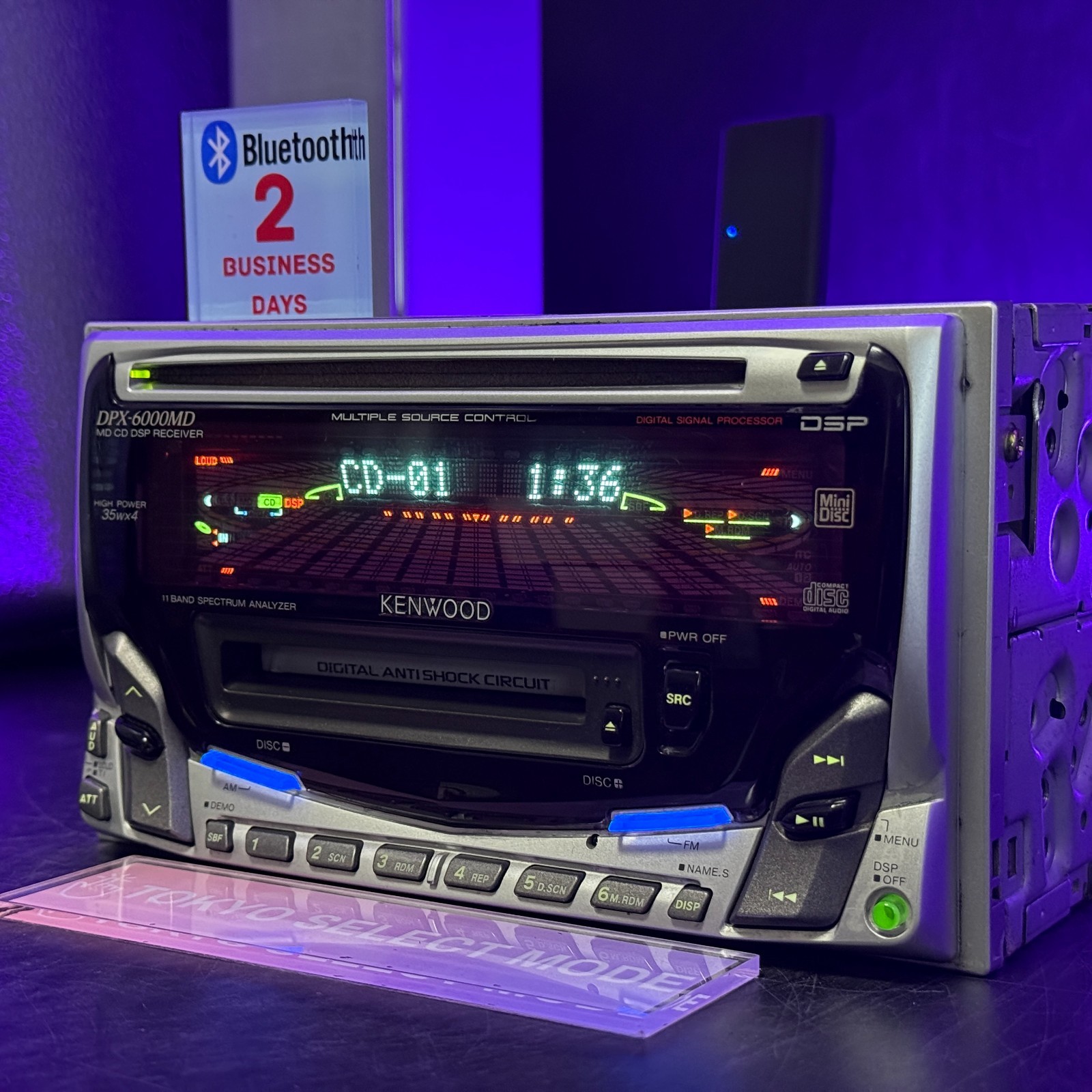 Kenwood DPX-6000MD 2DIN CD MD Car Audio Added Bluetooth JDM DSP Tested In Stock