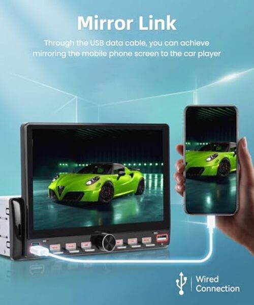 Single Din Car Stereo with Wireless CarPlay 7 Inch with Wireless CarPlay