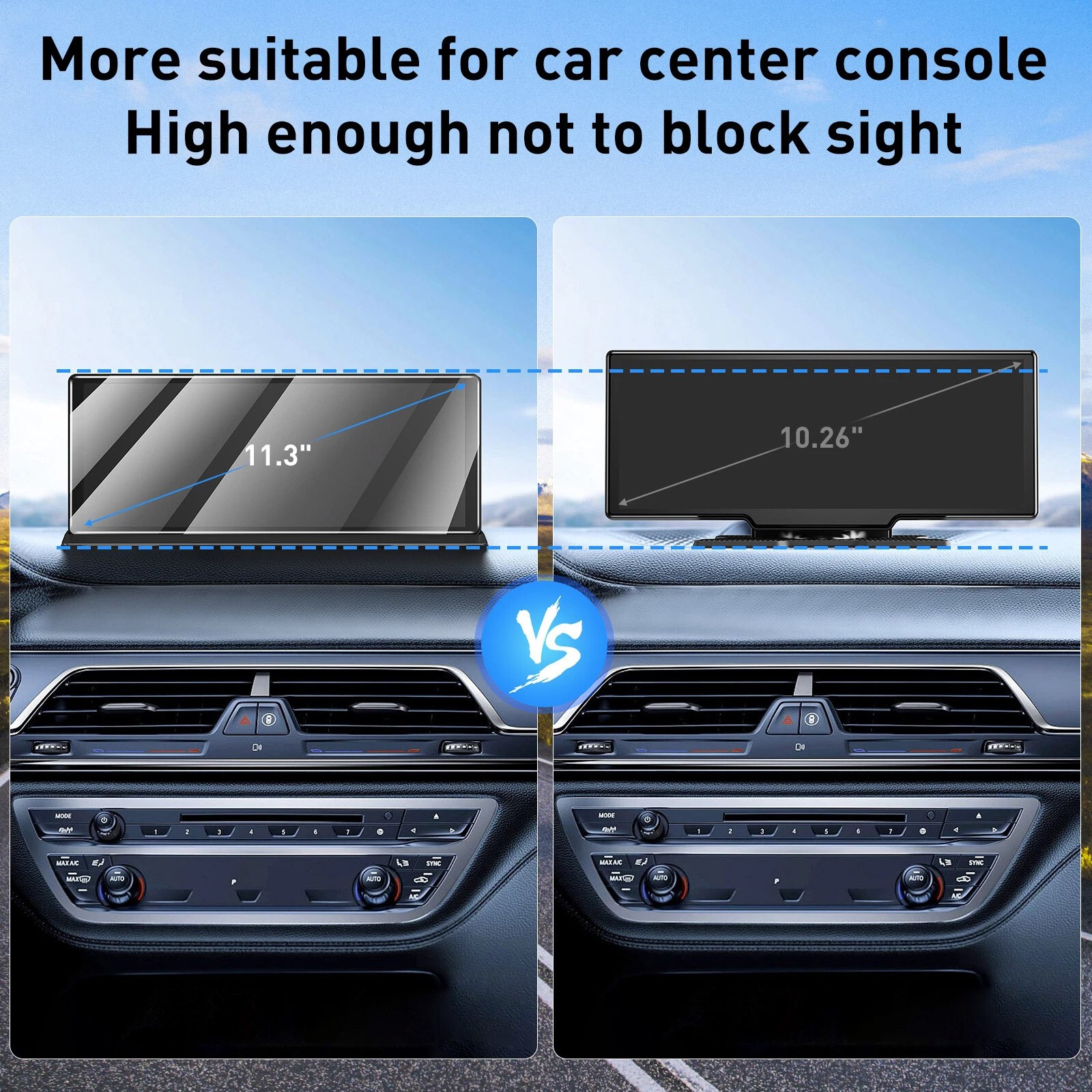 11.3 inch Car Multimedia Player Wireless Carplay Android Auto Dash Cam Video