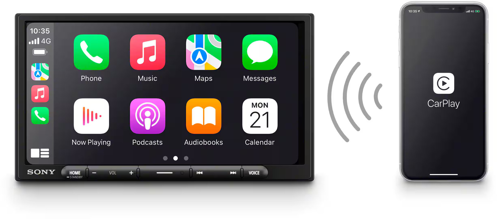 Sony – 7″ Wireless Apple CarPlay and Android Auto Digital Media Receiver Maes…