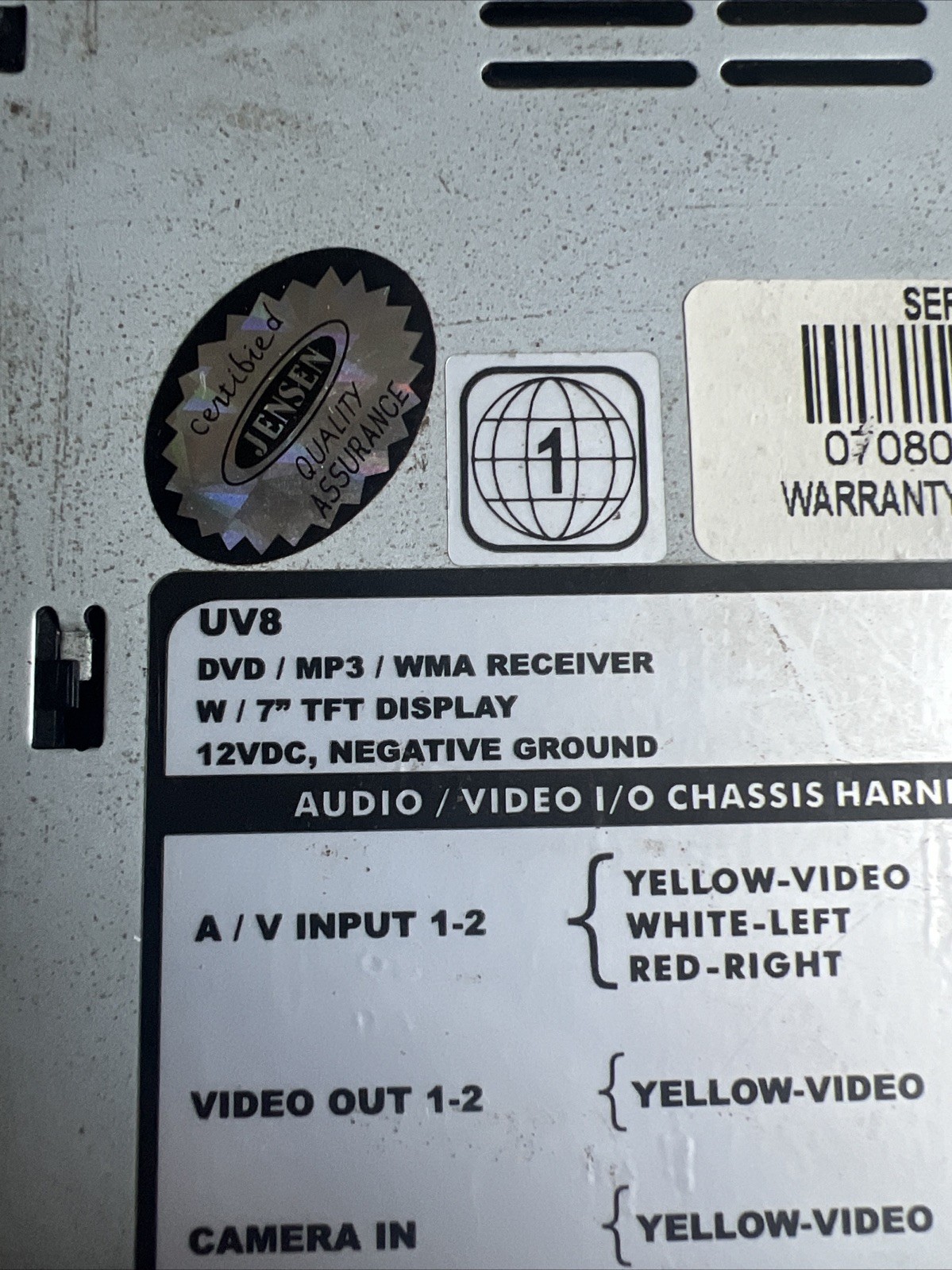 Phase Linear Jensen DVD/MP3/WMA/ In-Dash Car Stereo Model UV8
