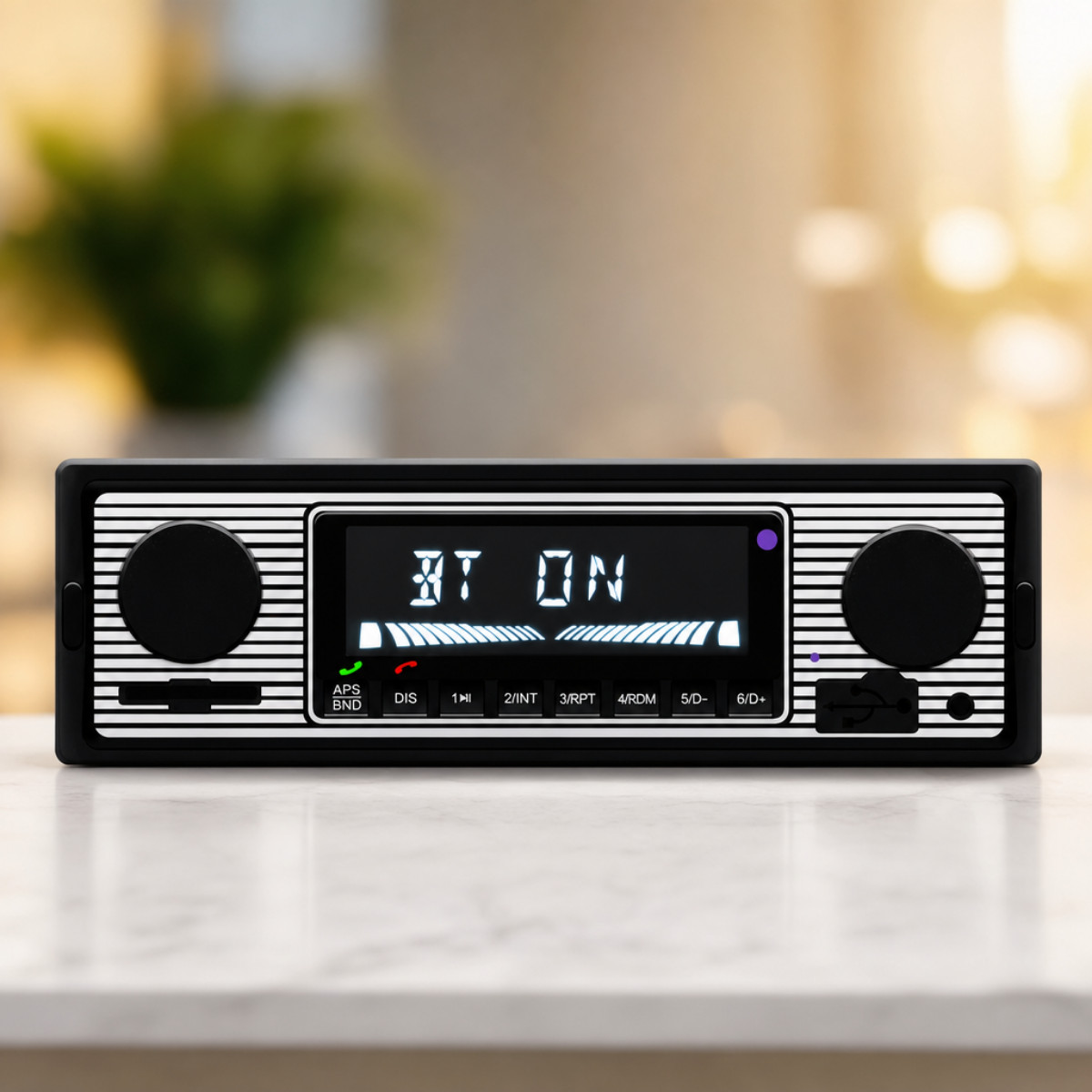 Retro Classic Car Stereo Bluetooth FM Radio MP3 USB AUX SD Single DIN Handsfree
