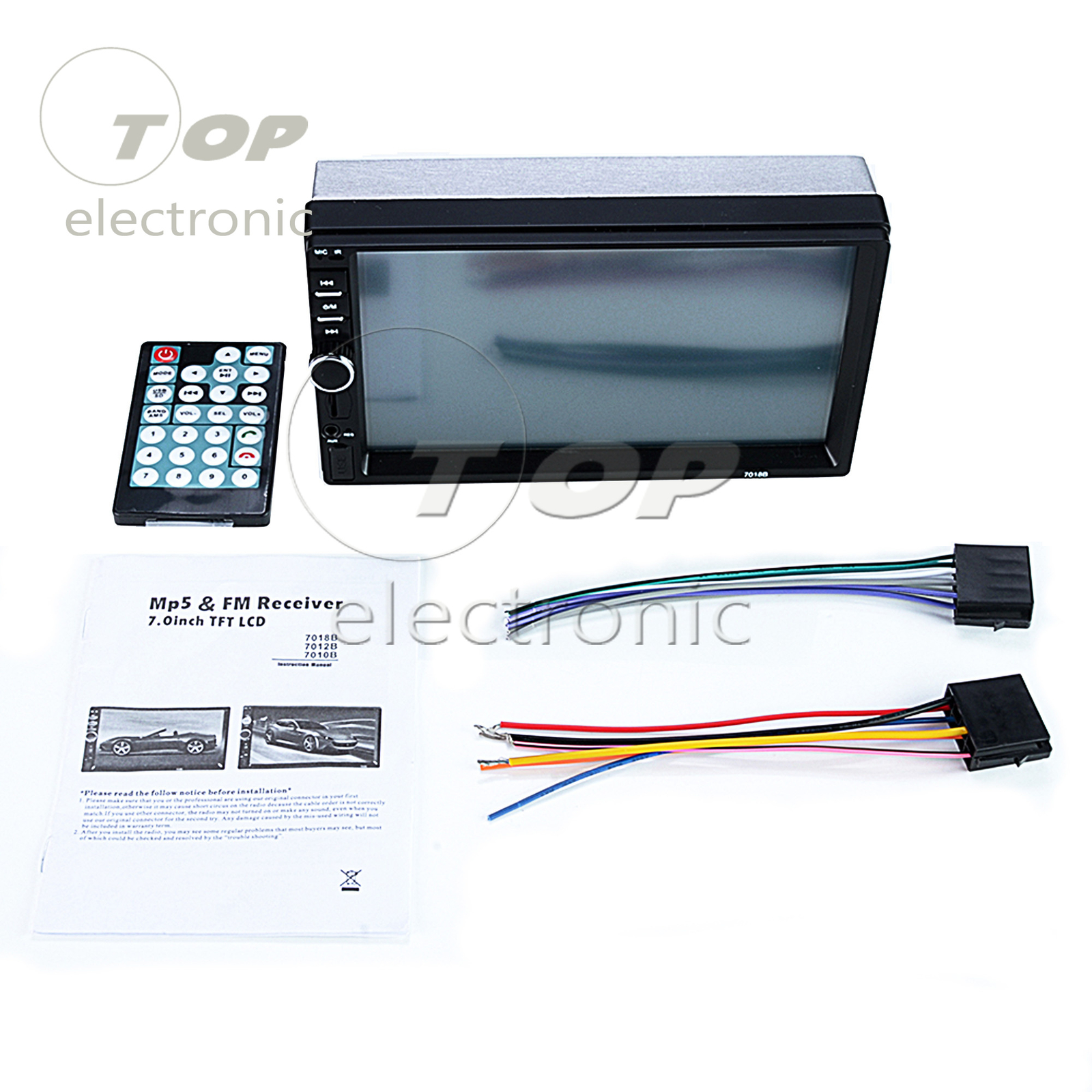 7 Double 7018B 2 DIN Car Radio MP5 Player Touch Screen Bluetooth + Rear Camera